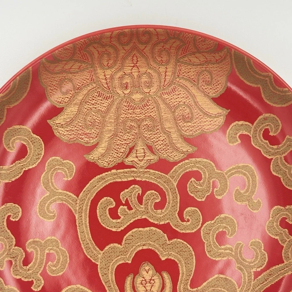 Pottery Barn Chinoise Dessert / Salad Plates Set of 6 Red & Gold 7